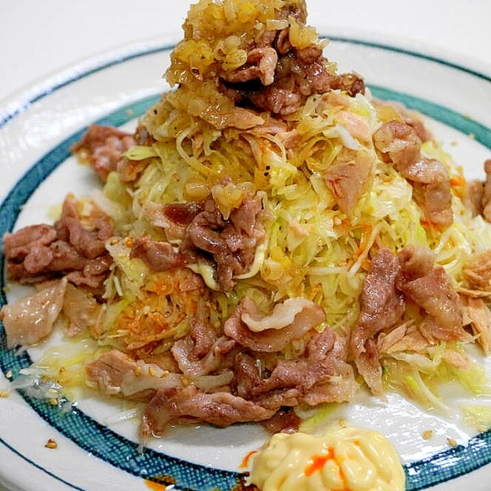 全て電子レンジ調理！キャベツのねぎ塩豚肉のせ